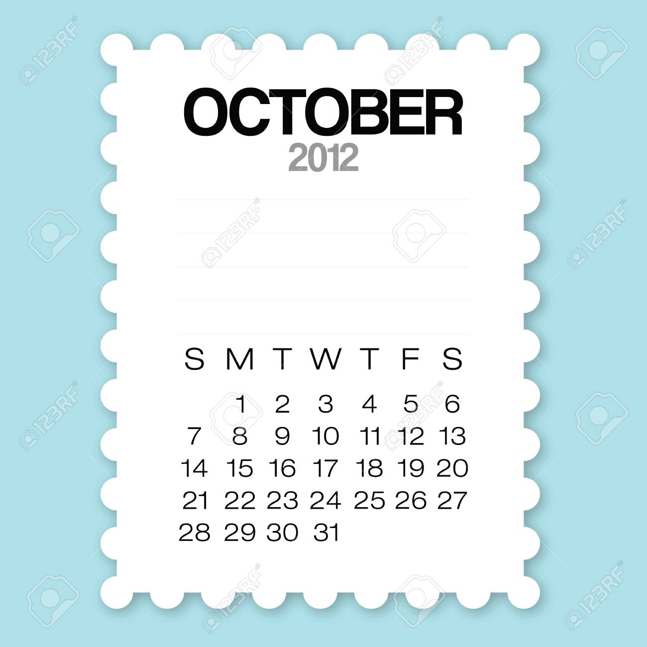 Calendar October 12 With Circle Edge Paper Vector Royalty Free Cliparts Vectors And Stock Illustration Image