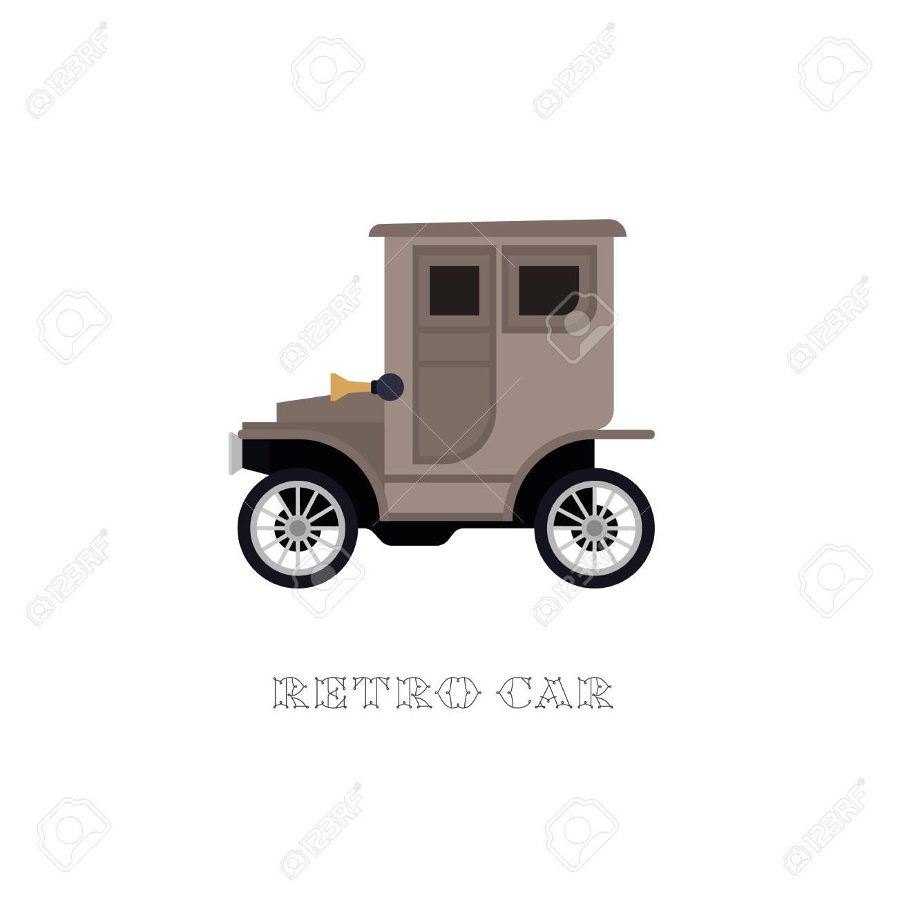 Ilustracion O Un Icono De Un Coche Retro Ilustraciones Vectoriales Clip Art Vectorizado Libre De Derechos Image