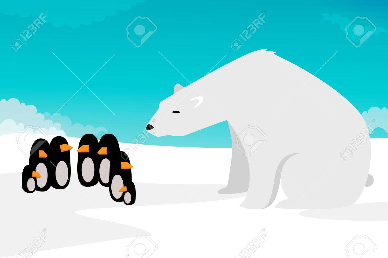 シロクマ Vs ペンギン イラスト のイラスト素材 ベクタ Image