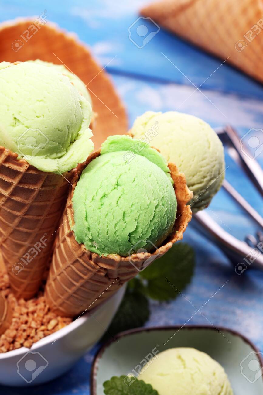 Ice Cream Green Tea Matcha Mint Ice Cream With Coconut Milk Stock Photo Picture And Royalty Free Image Image 121275656