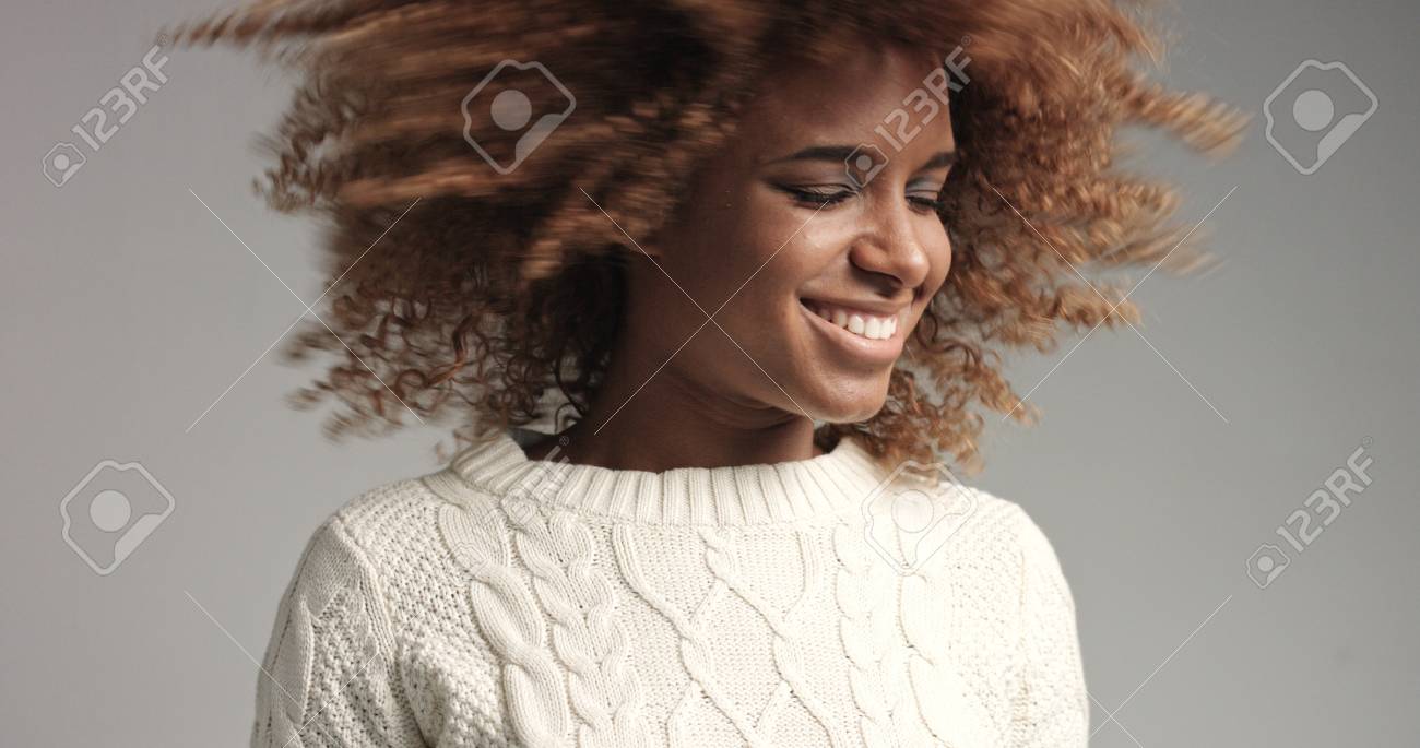Pretty Black Girl With Big Hair Posing Video Shaking Head And