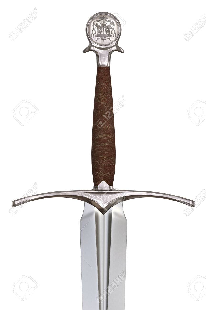 白で分離された中世の剣の非常に高解像度の 3 D レンダリング の写真素材 画像素材 Image