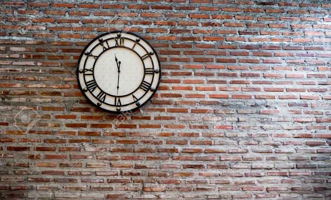 Vintage Clock On Brick Wall Background Stock Photo Picture And Royalty Free Image Image 80760465