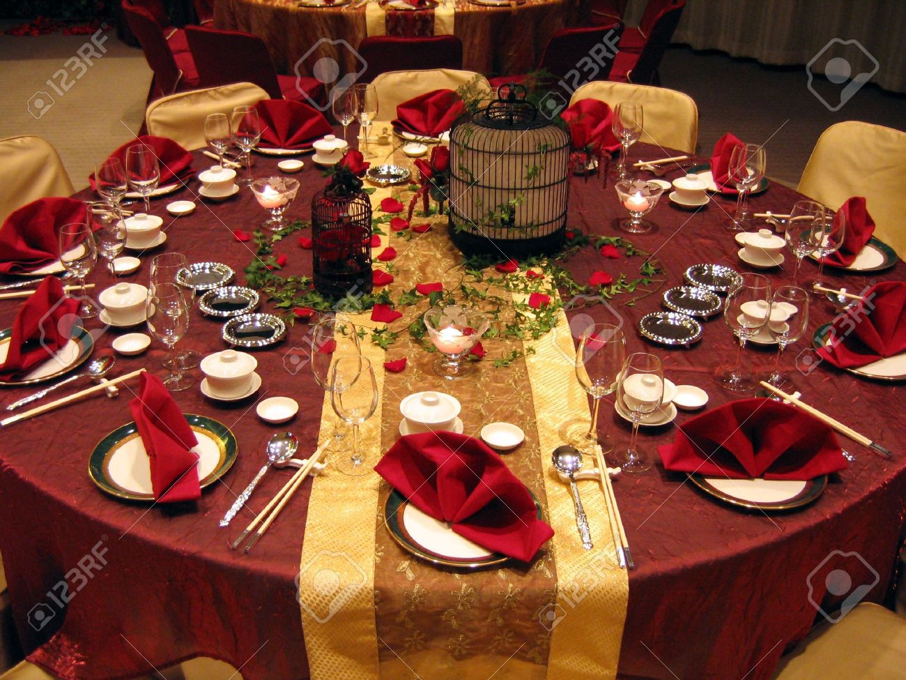 chinese wedding banquet table setting stock photo picture and wedding banquet table