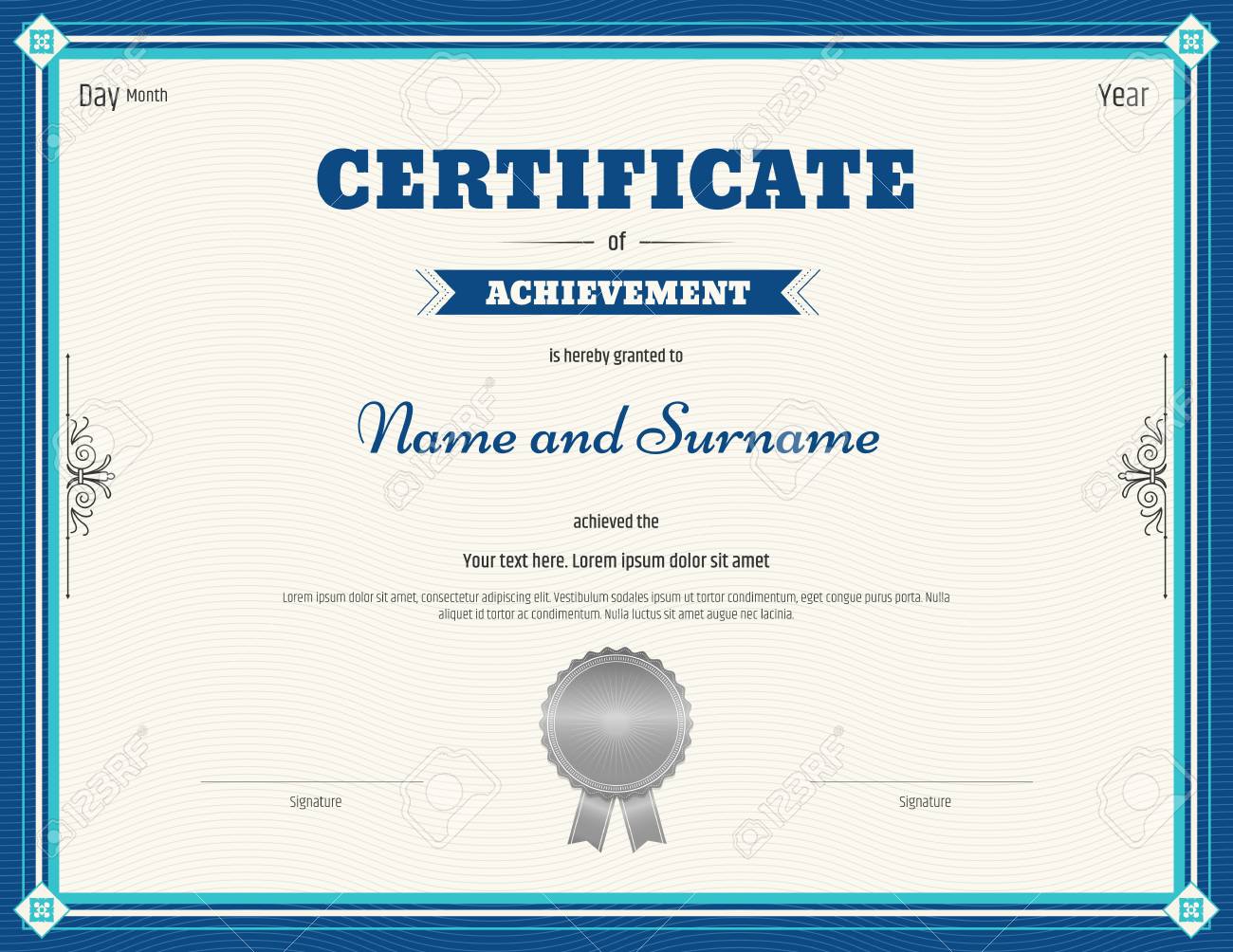 Certificate Of Achievement Template In Blue Theme Royalty Free Throughout Certificate Of Accomplishment Template Free Certificate Of Achievement Template In Blue Theme Royalty Free Throughout Certificate Of Accomplishment Template Free