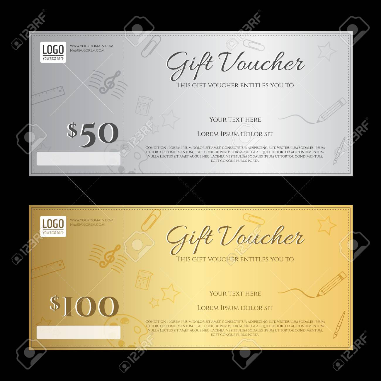 gift voucher or gift certificate template in luxury gold and gift certificatetemplate
