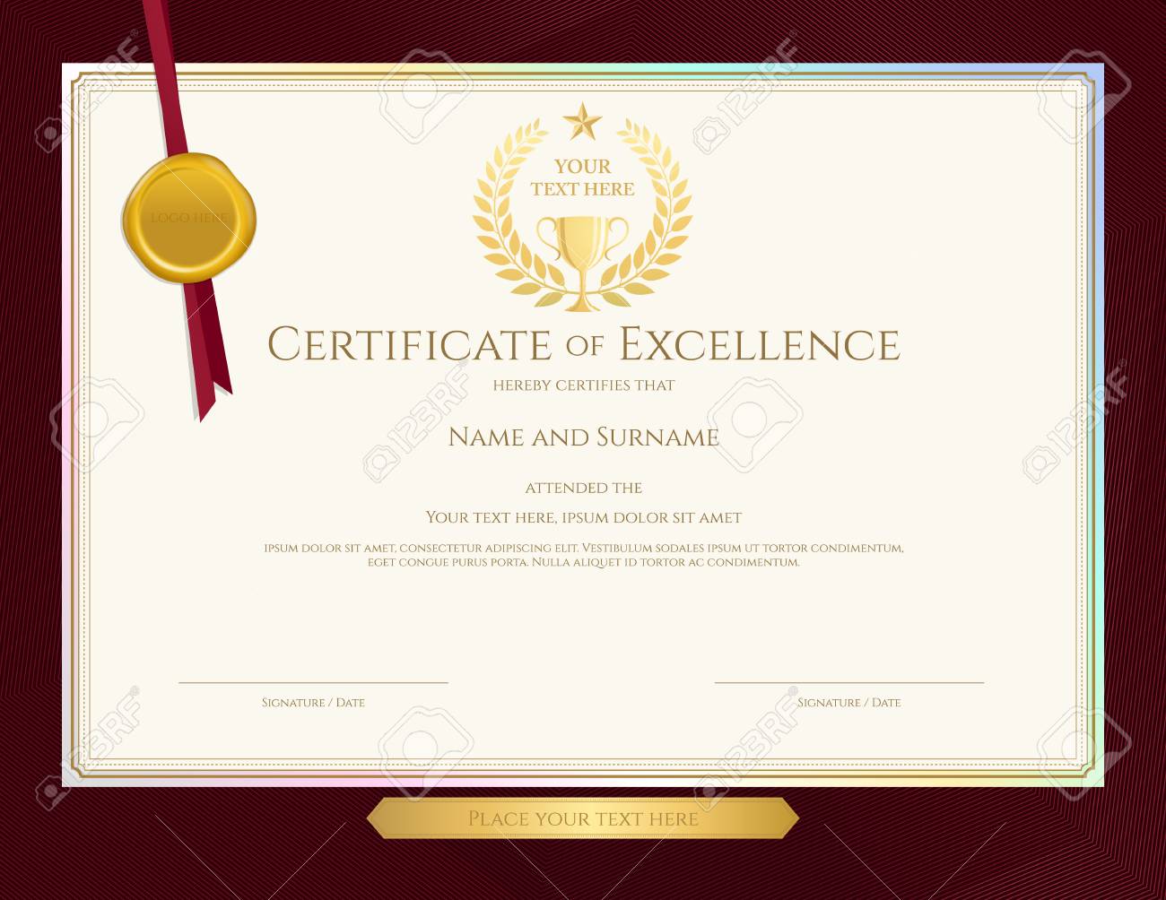 elegant certificate template for excellence achievement certificate of excellence template free