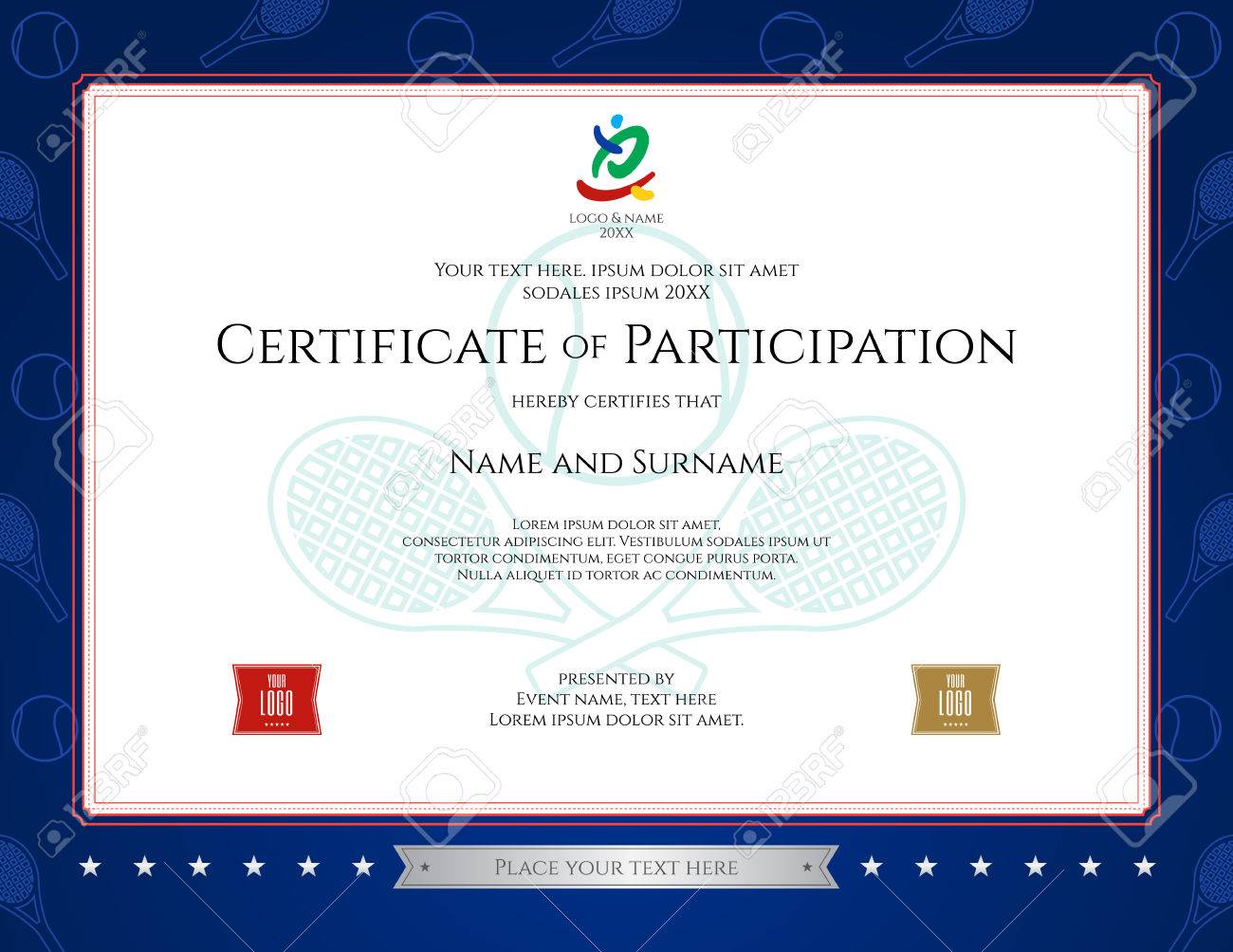 Sport Theme Certification Of Participation Template For Sport Or Within Certification Of Participation Free Template