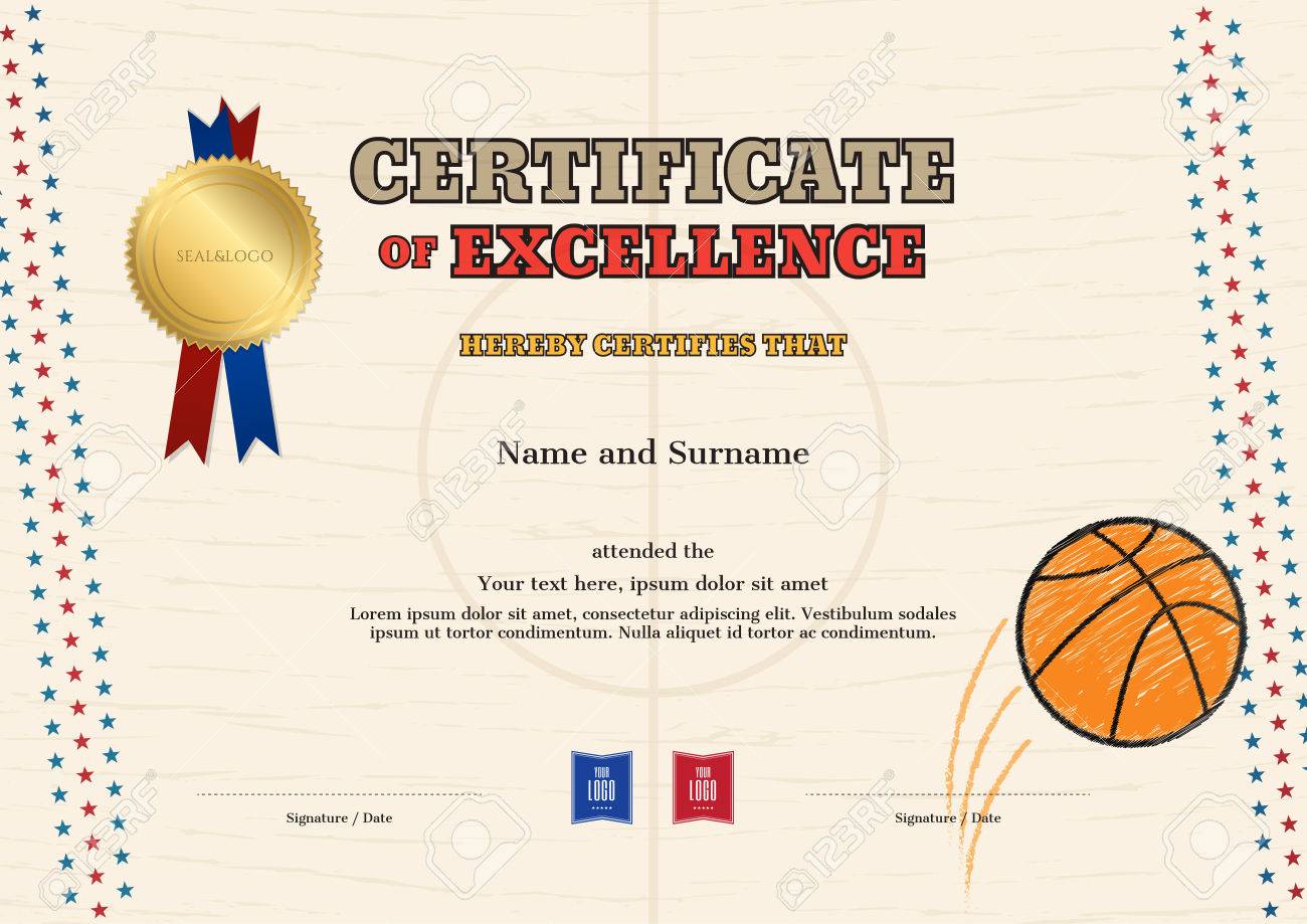 Certificate Of Excellence Vorlage Im Sport-Thema Für Basketball Throughout Basketball Certificate Template Certificate Of Excellence Vorlage Im Sport-Thema Für Basketball Throughout Basketball Certificate Template