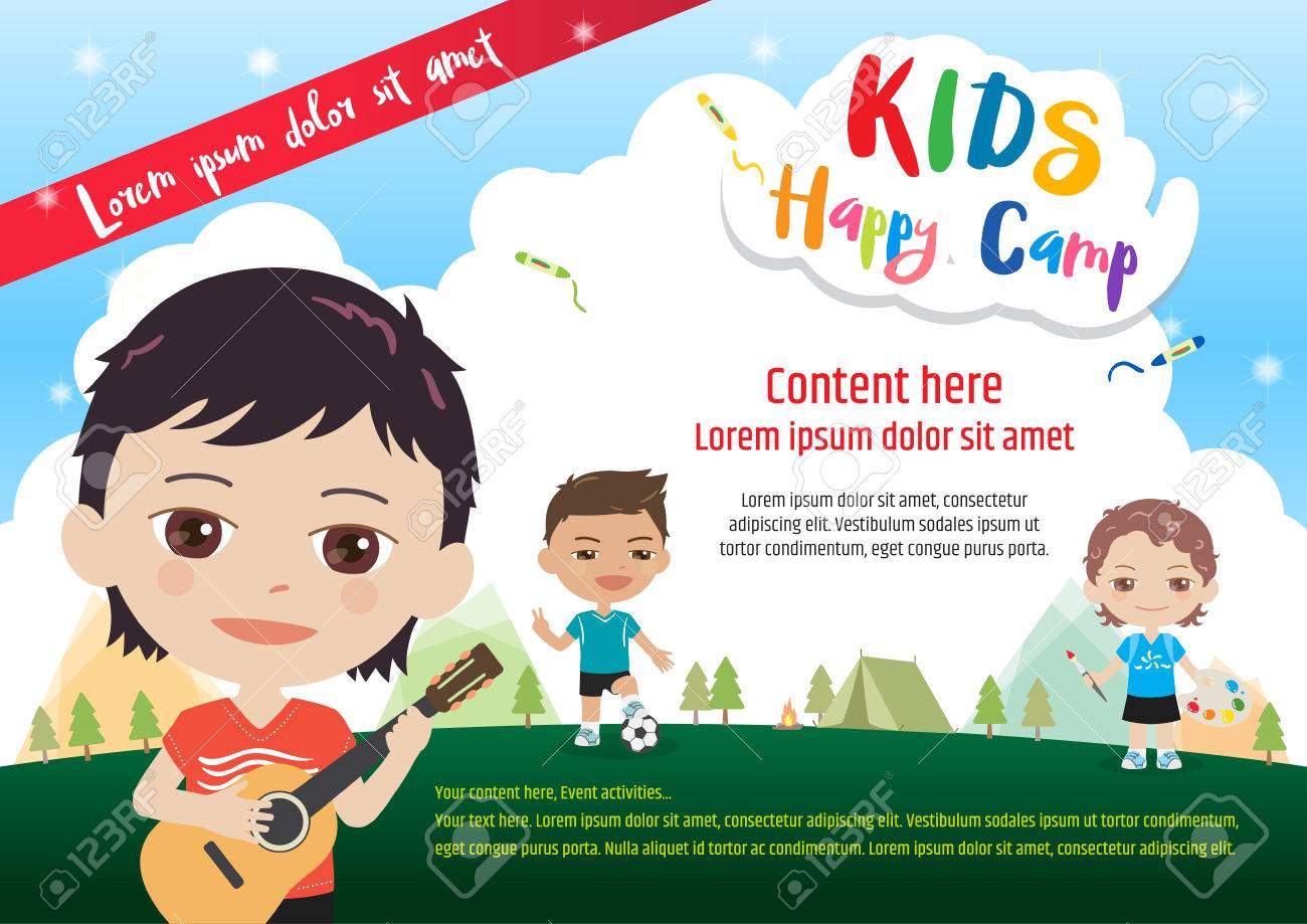 colorful kids summer camp diploma certificate template in cartoon children certificate template