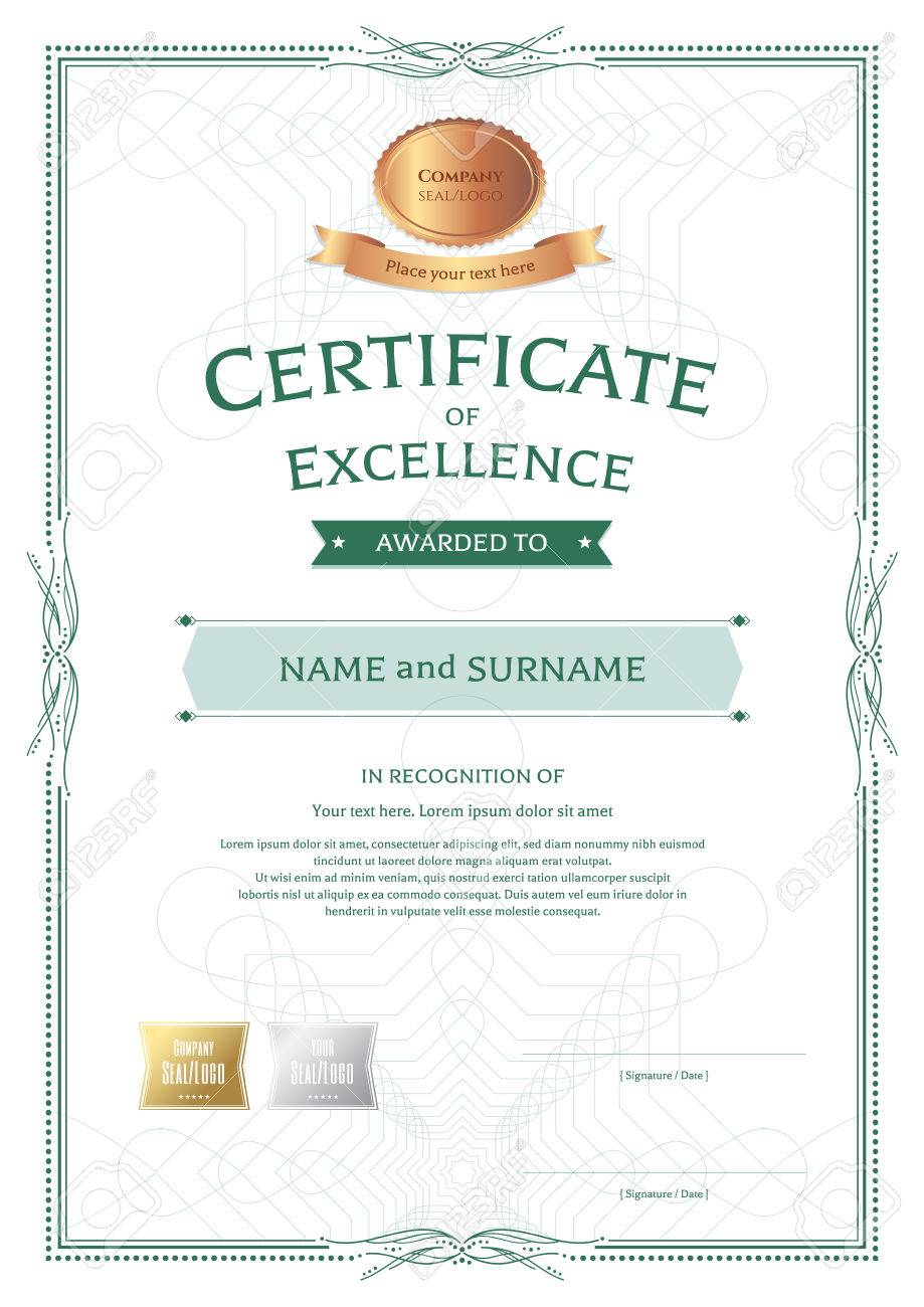 certificate of excellence wording