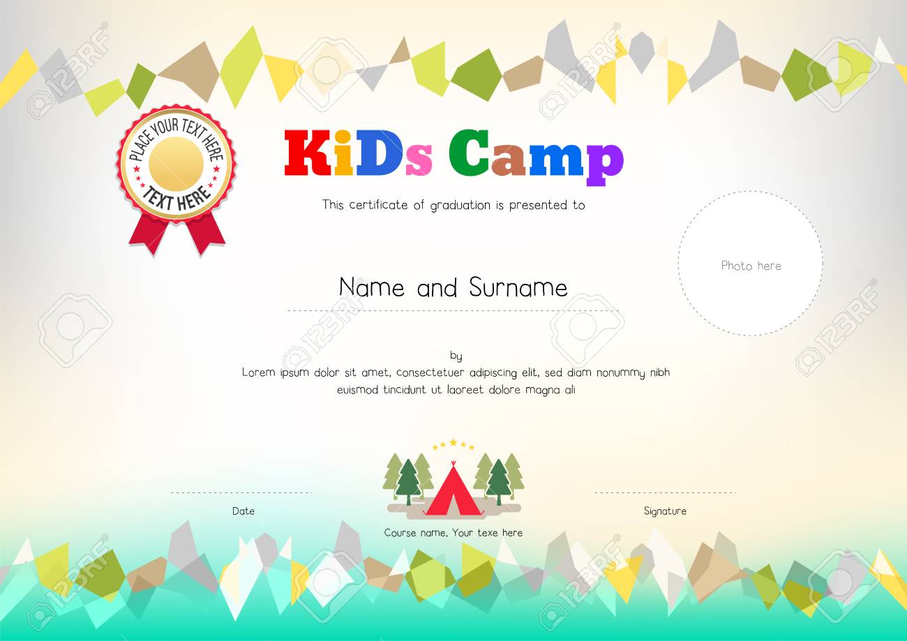 kids summer camp diploma or certificate template award ribbon kids awards template