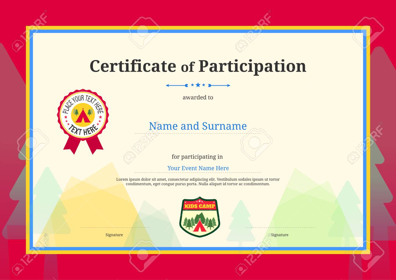 Kids Diploma Or Certificate Of Participation Template With Regarding Certification Of Participation Free Template