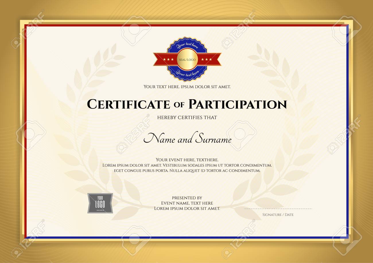 certificate template inl sport theme with gold border frame