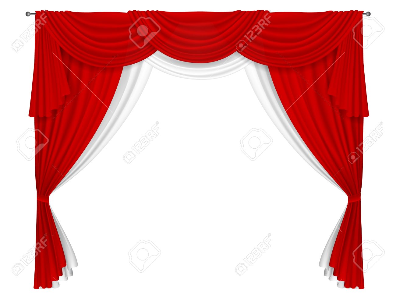Rideau Rouge Et Blanc Classique. Rideaux Pour La Décoration De ... Rideau Rouge Et Blanc Classique. Rideaux Pour La Décoration De ...
