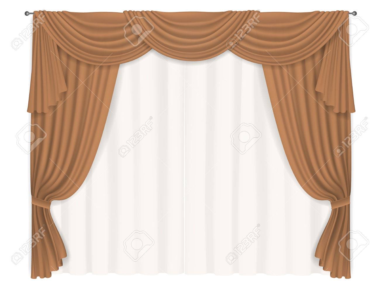 Brun Lourd Avec Doublure Beige Rideau Transparent. Des éléments ... Brun Lourd Avec Doublure Beige Rideau Transparent. Des éléments ...