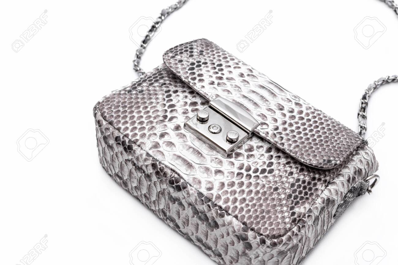 black and white snakeskin bag