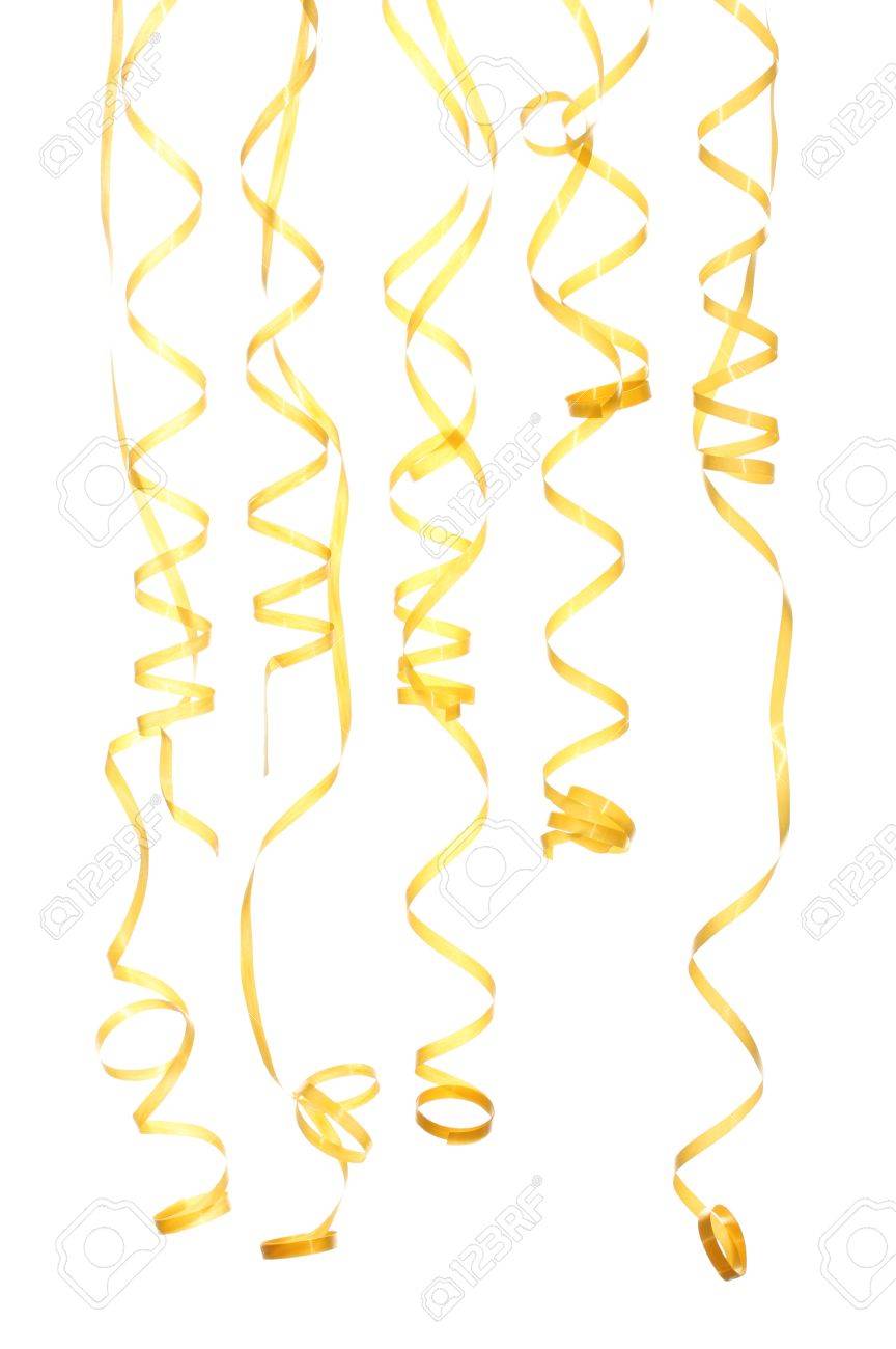 beautiful yellow streamers isolated on white - 12238345 beautiful yellow streamers isolated on white - 12238345