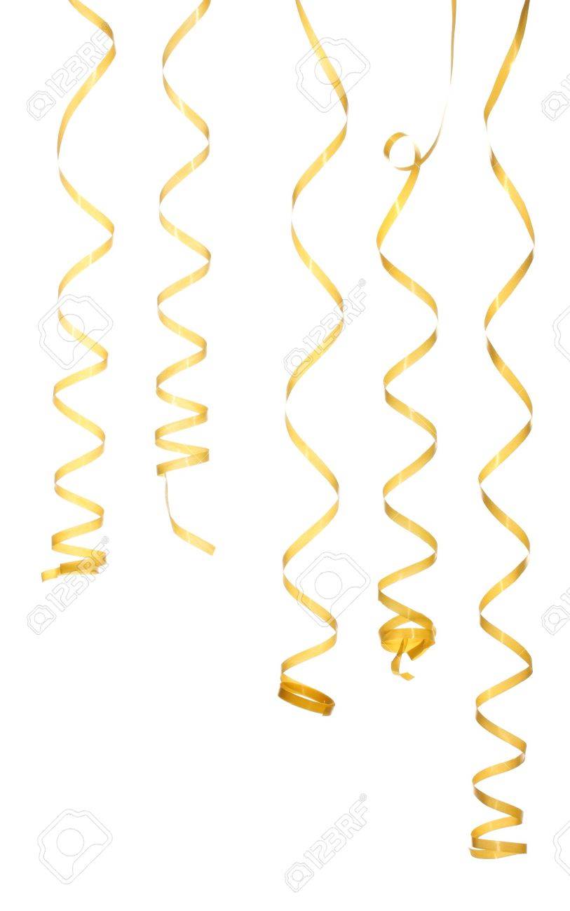 beautiful yellow streamers isolated on white - 12716115 beautiful yellow streamers isolated on white - 12716115