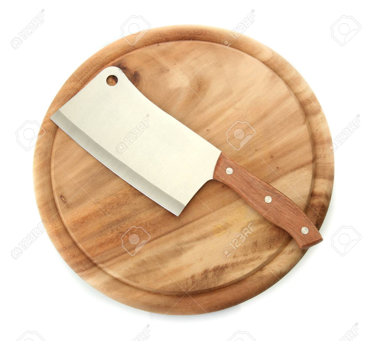 肉切り包丁まな板白で隔離の上 の写真素材 画像素材 Image