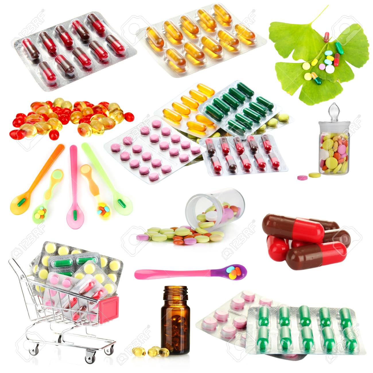 Collage of pharmaceutical products isolated on white - 26887294 Collage of pharmaceutical products isolated on white - 26887294