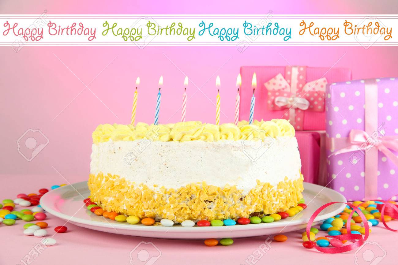 birthday postcard happy birthday cake and gifts stock photo picture happy birthday postcards