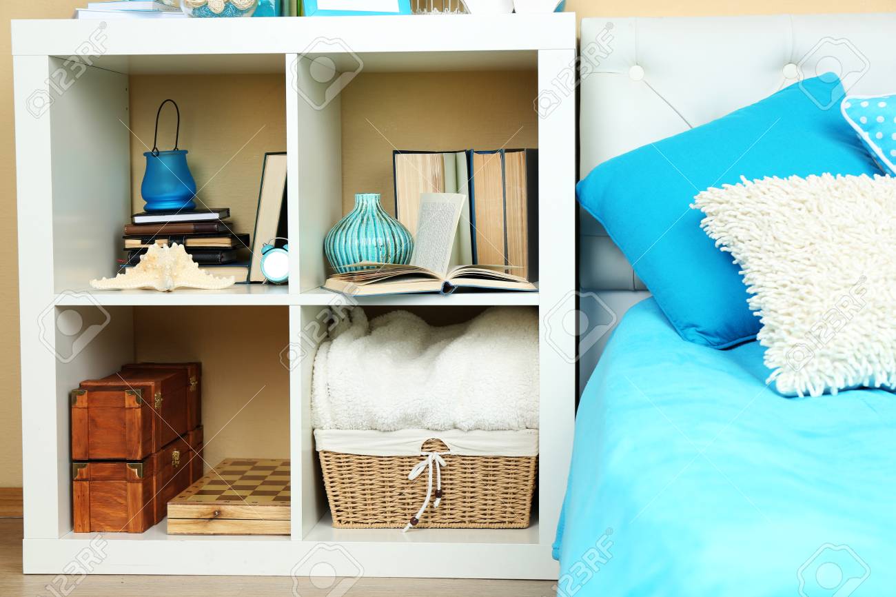 Modern Colorful Bedroom Interior With Bed And Nightstand With Stock Photo Picture And Royalty Free Image Image 38074216