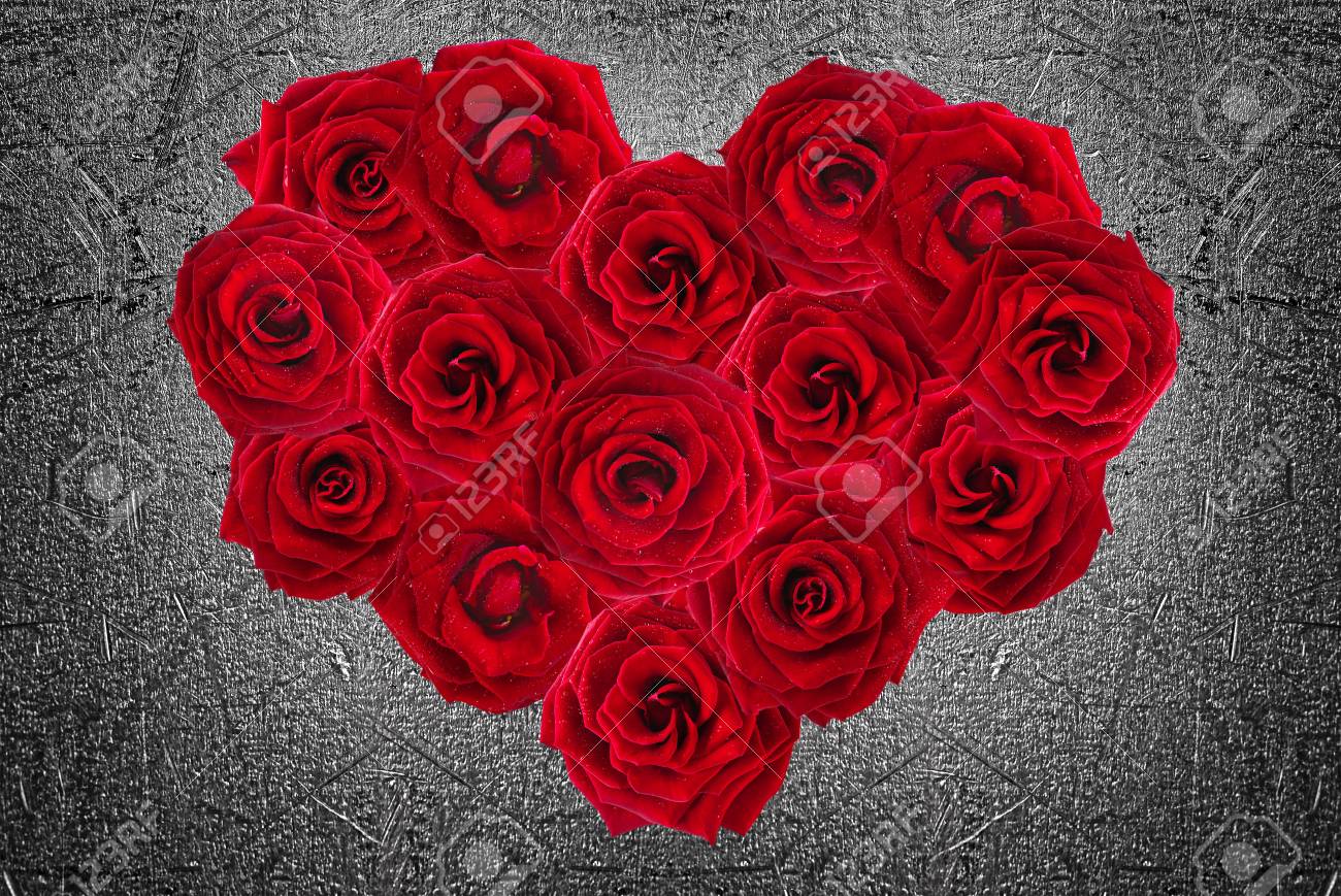valentines day heart made of red roses stock photo picture and