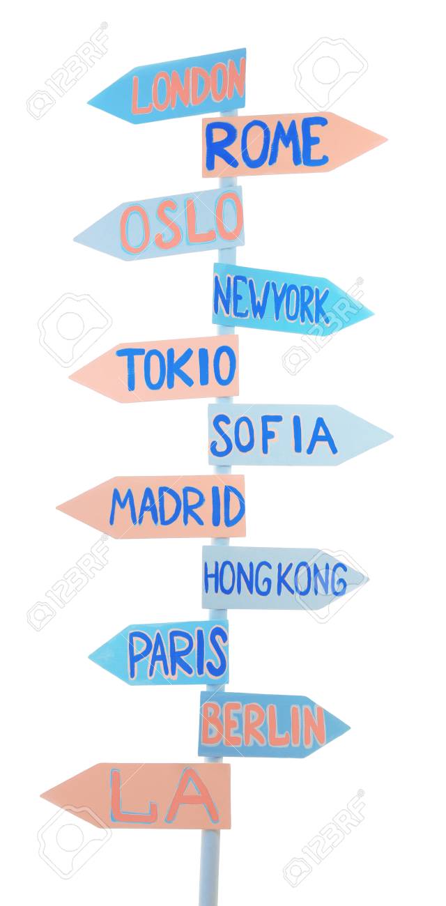 direction signpost isolated on white stock photo picture and