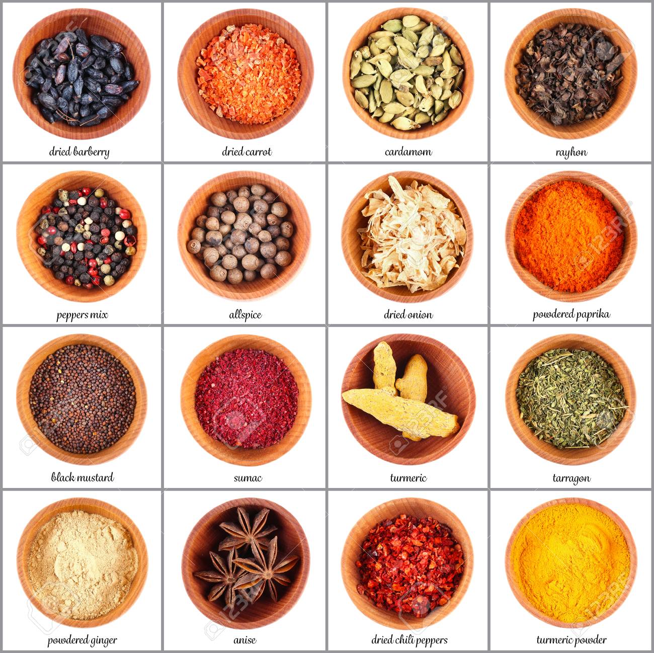 Herbs In Wooden Bowls,.. Stock Photo 