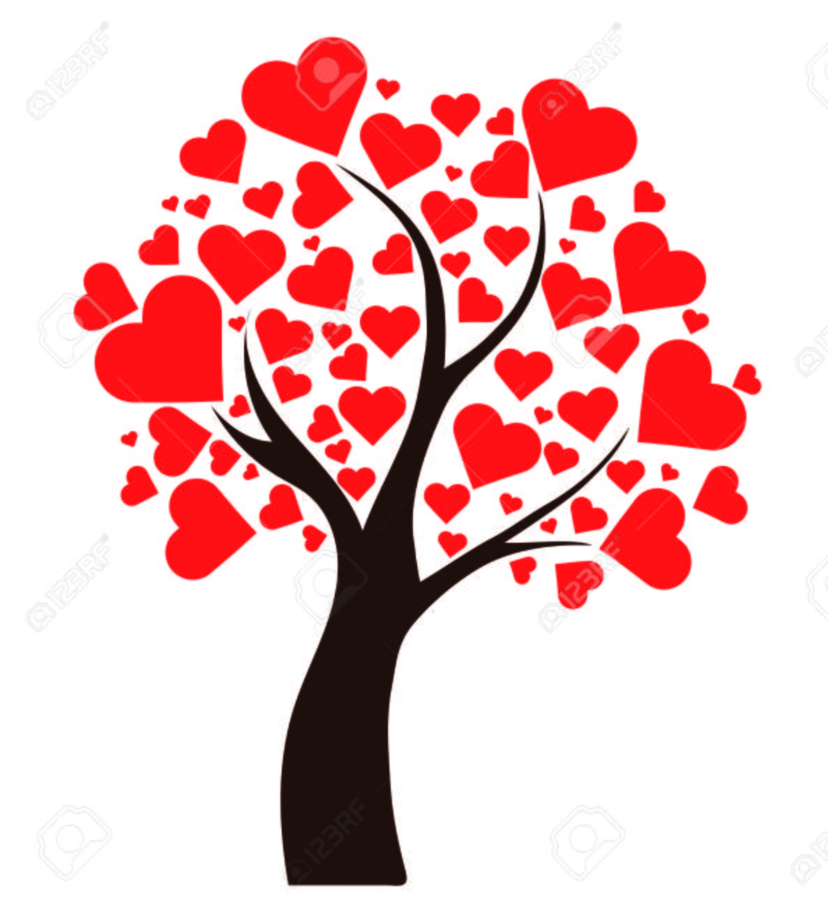 ilustración árbol con corazones fotos retratos imágenes y