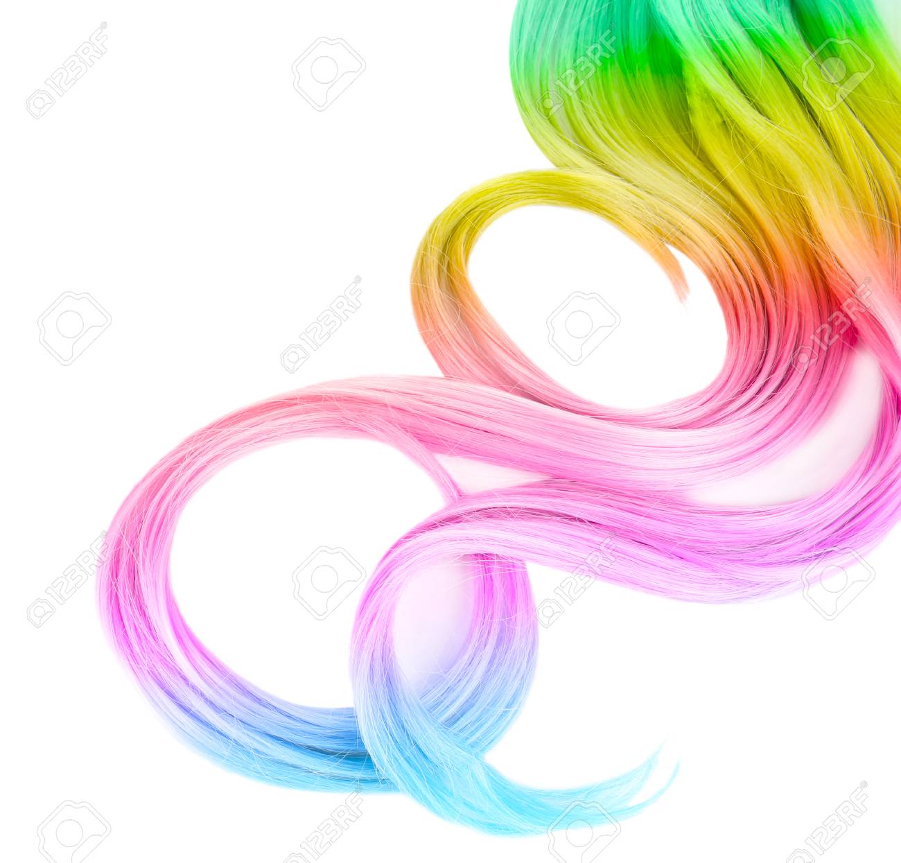 トレンディな髪型のコンセプトです 白の背景上の髪染めカラフル の写真素材 画像素材 Image