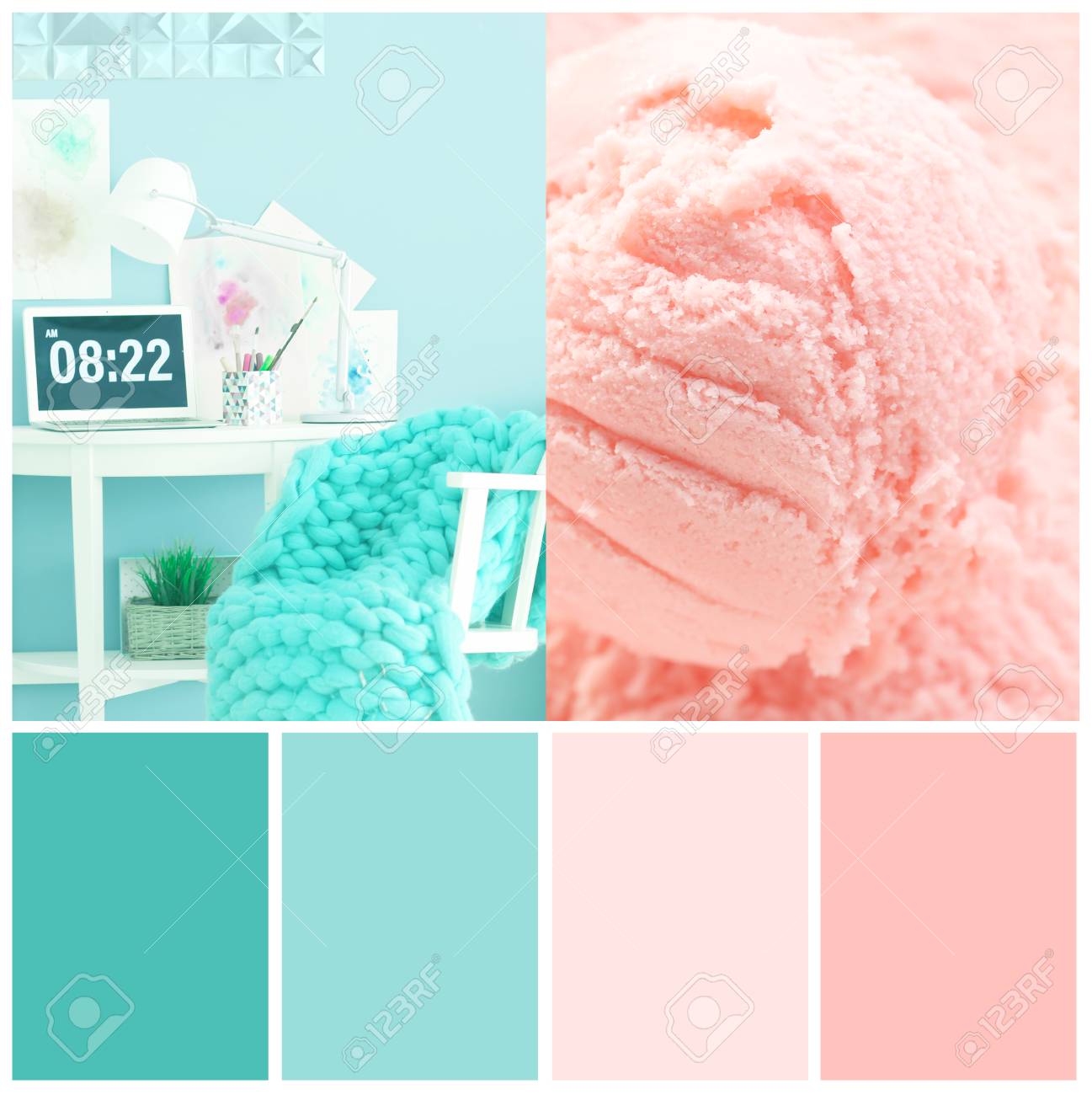 collage of mint color matching stock photo picture and royalty free