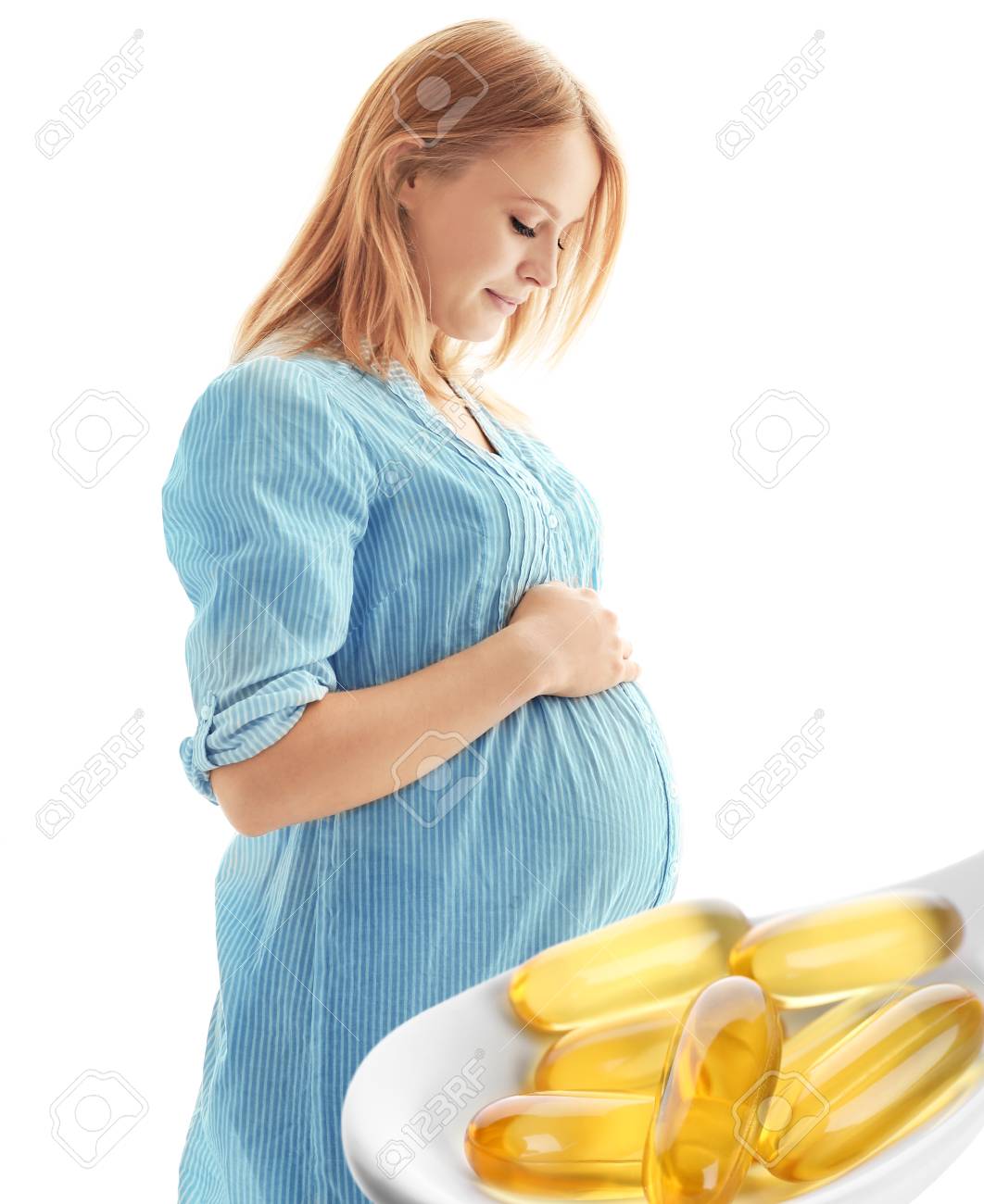 Concept Of Healthy Pregnancy And Fish Oil Pregnant Woman And Stock Photo Picture And Royalty Free Image Image 105222320