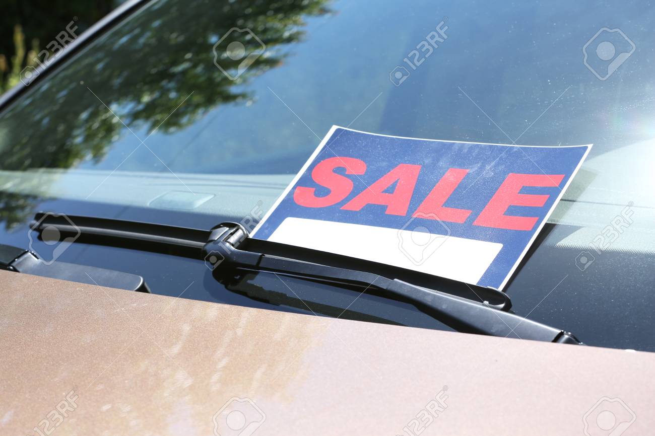 for sale sign on windshield of car stock photo picture and royalty for sale sign on car