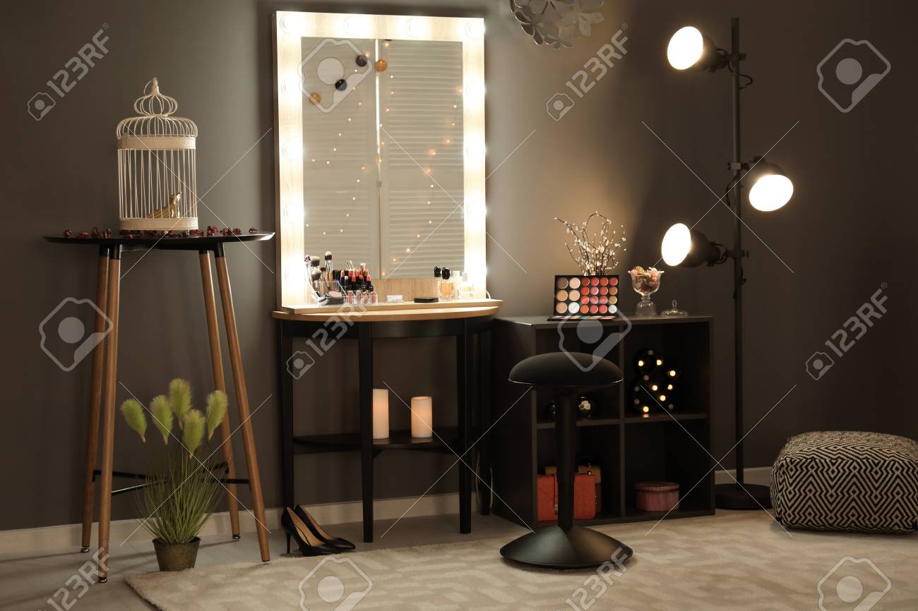 Interior of modern makeup room Interior of modern makeup room