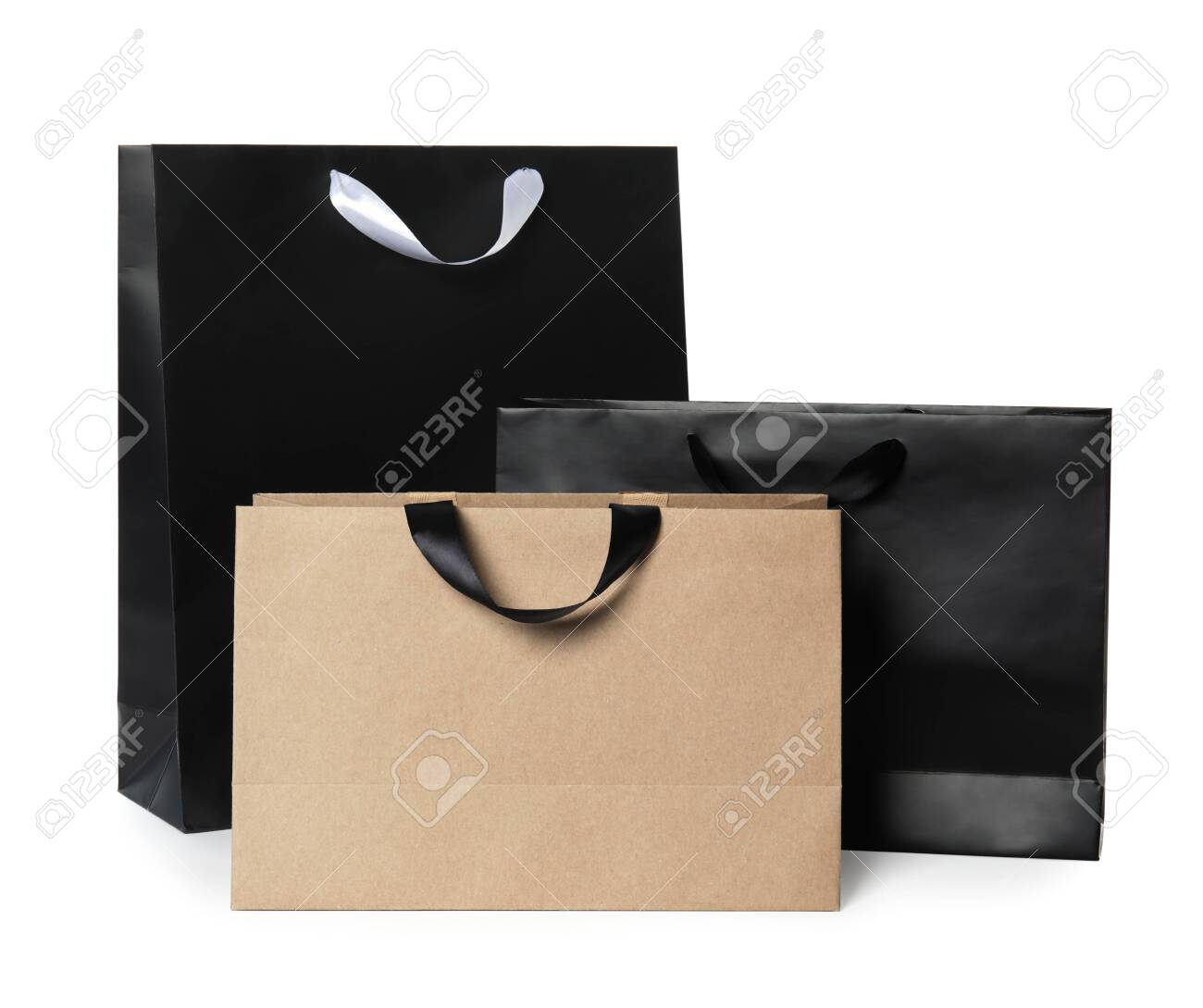 Paper shopping bags isolated on white. Mock up for design - 116555775 Paper shopping bags isolated on white. Mock up for design - 116555775