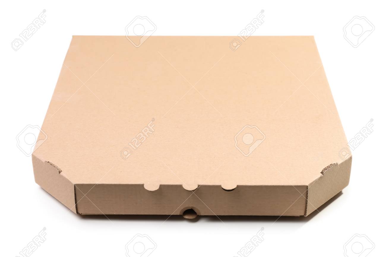 cardboard pizza box on white background mockup for design pizza box design