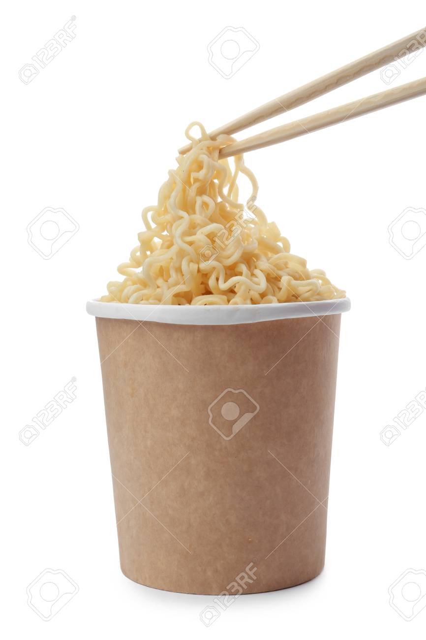 Download Paper Cup Of Instant Noodles And Chopsticks Isolated On White Stock Photo Picture And Royalty Free Image Image 121988717