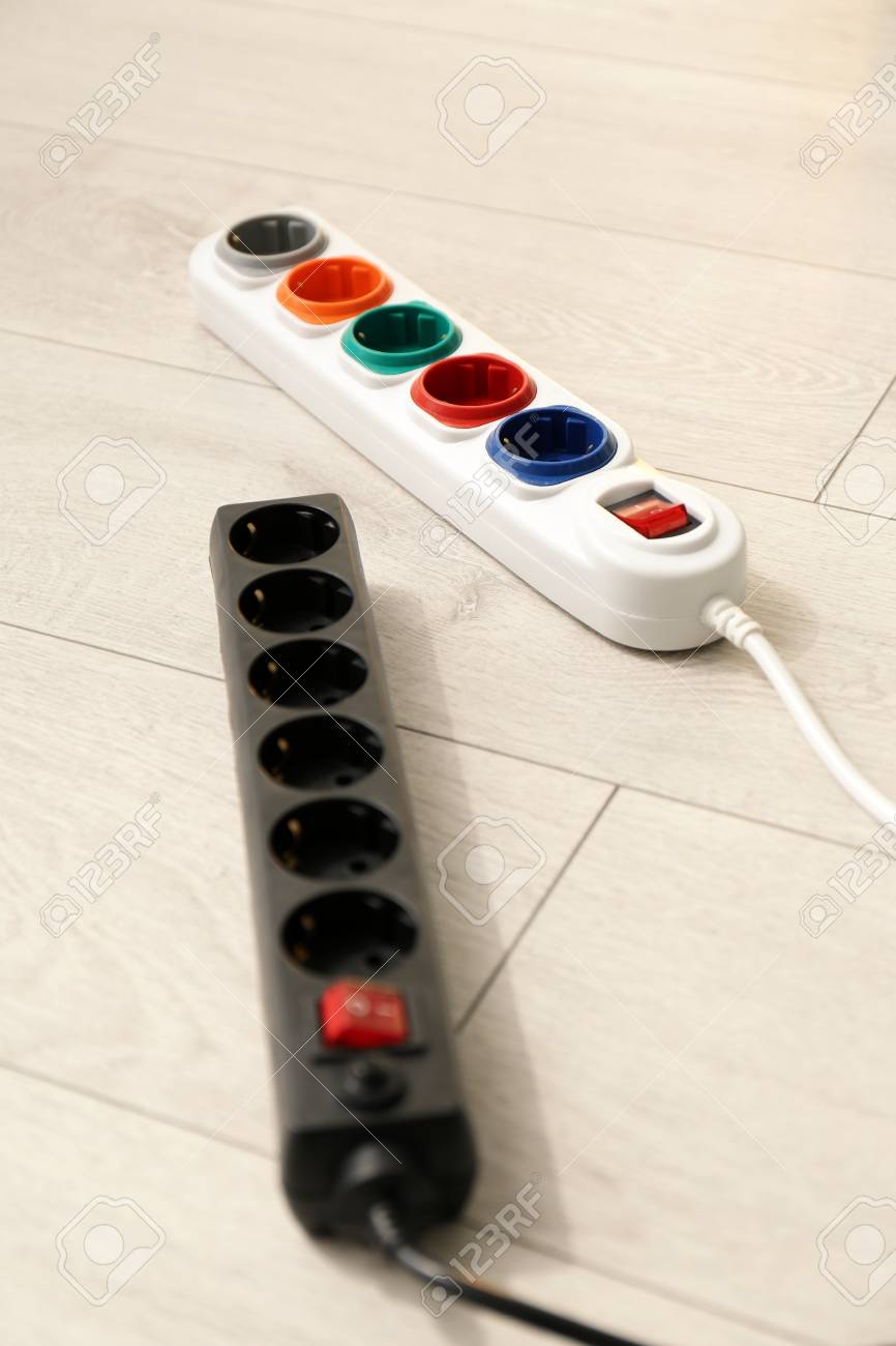 Extension Cords On Floor Electrician S Professional Equipment