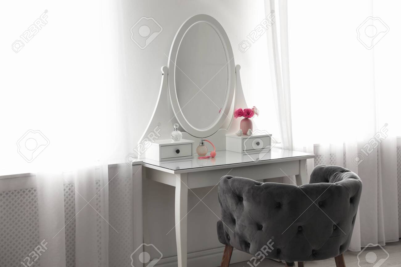 Elegant White Dressing Table And Armchair In Light Room Stock Photo Picture And Royalty Free Image Image 131228330