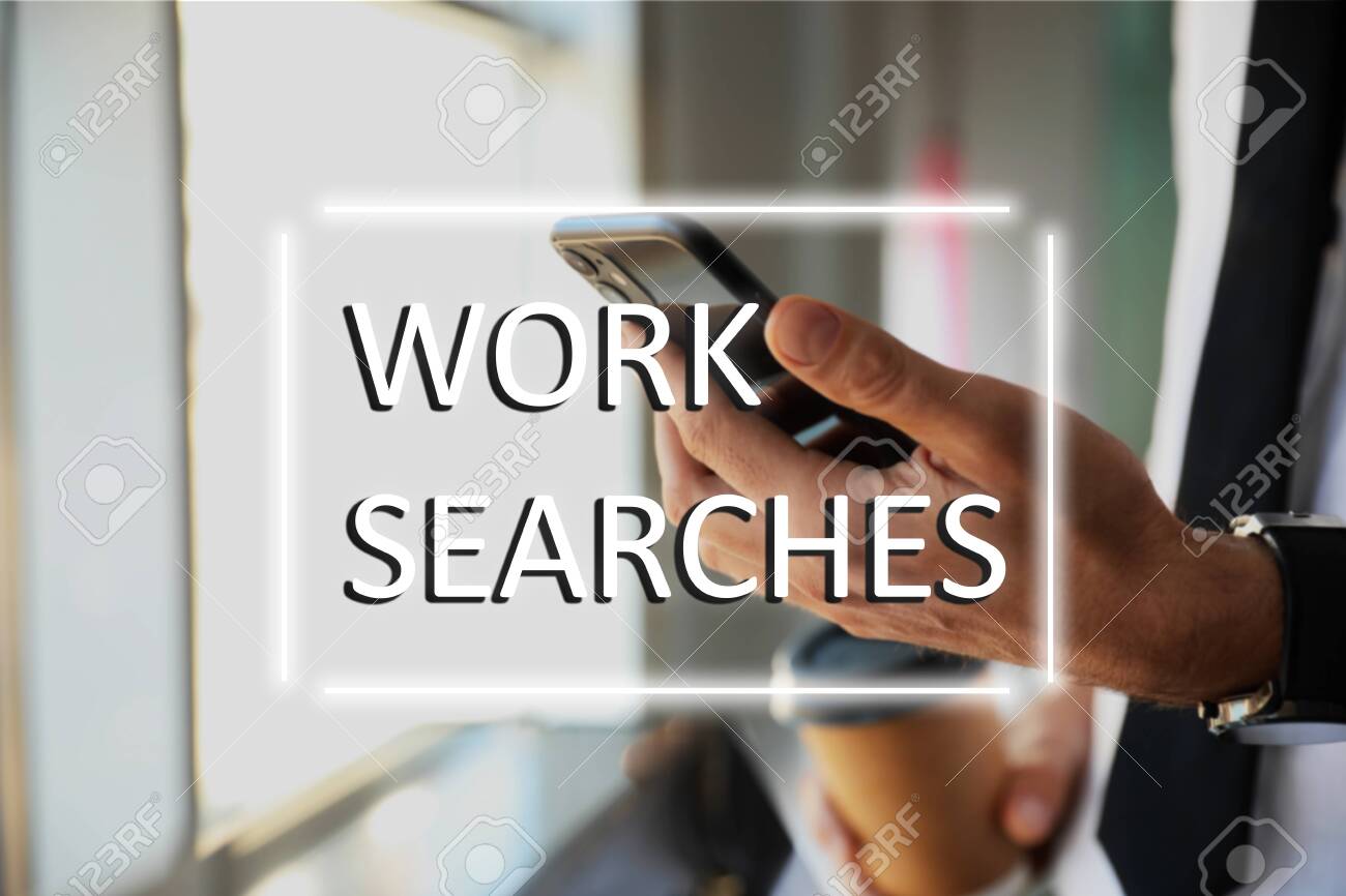 Man with cup of coffee using smartphone for job search, closeup - 149527528 Man with cup of coffee using smartphone for job search, closeup - 149527528