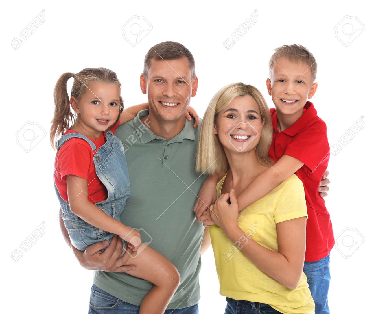 Happy family with children on white background - 156577969 Happy family with children on white background - 156577969