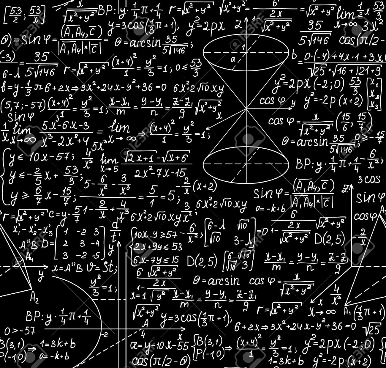 Beautiful Black And White Mathematical Seamless Pattern With Figures And Equations Royalty Free SVG, Cliparts, Vectors, and Stock Illustration. Image 25964041.