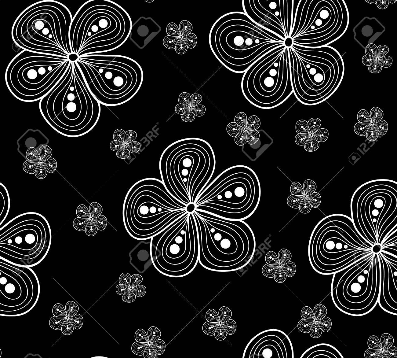 Schone Vektor Nahtlose Muster Mit Figurlichen Blumen Schwarz Weiss Blumenbeschaffenheit Sie Konnen Eine Beliebige Farbe Der Hintergrund Verwenden Lizenzfrei Nutzbare Vektorgrafiken Clip Arts Illustrationen Image
