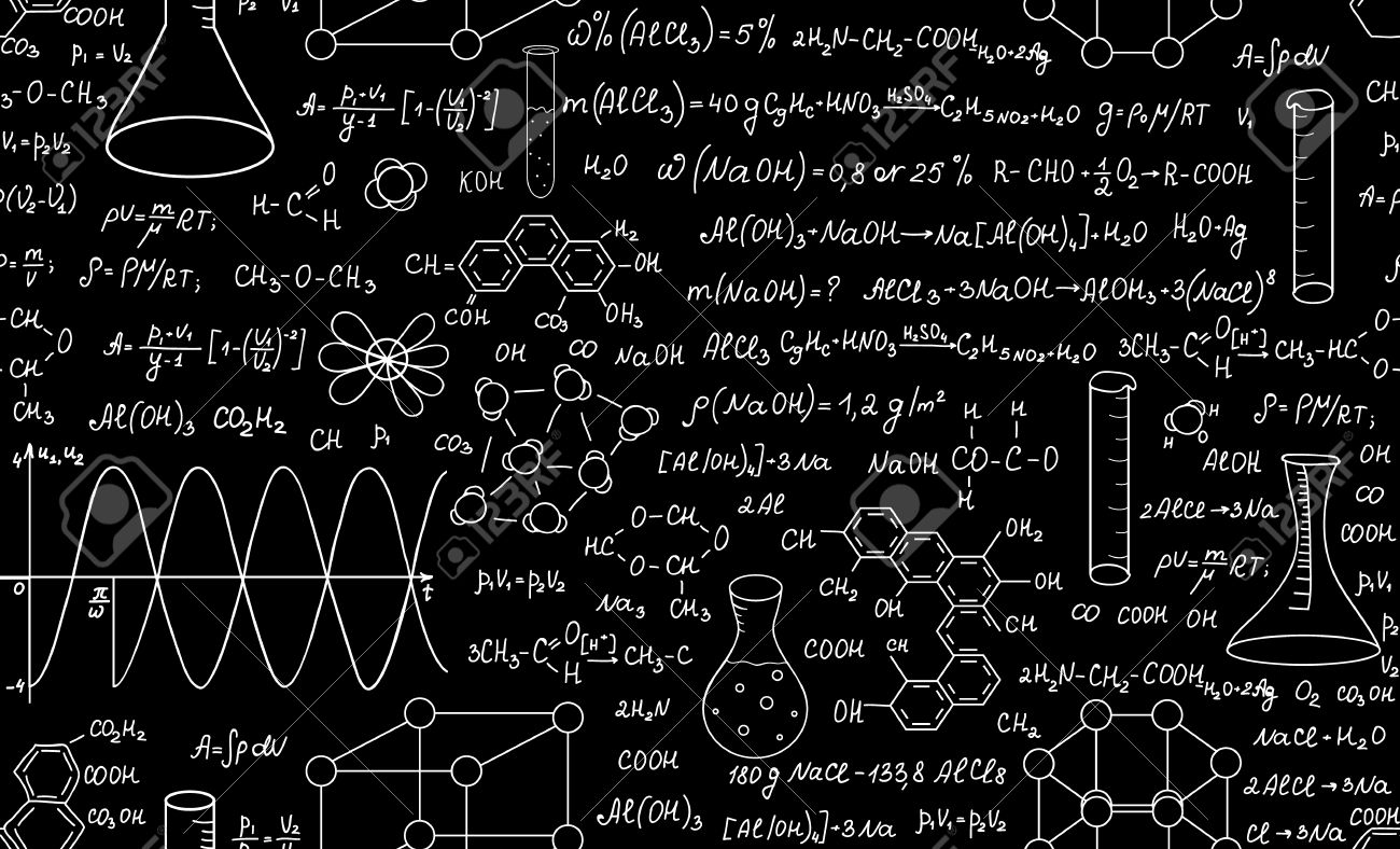 美しい教育化学ベクトル プロット 数式や実験装置でシームレスなパターンです 科学的な背景 無限テクスチャ のイラスト素材 ベクタ Image