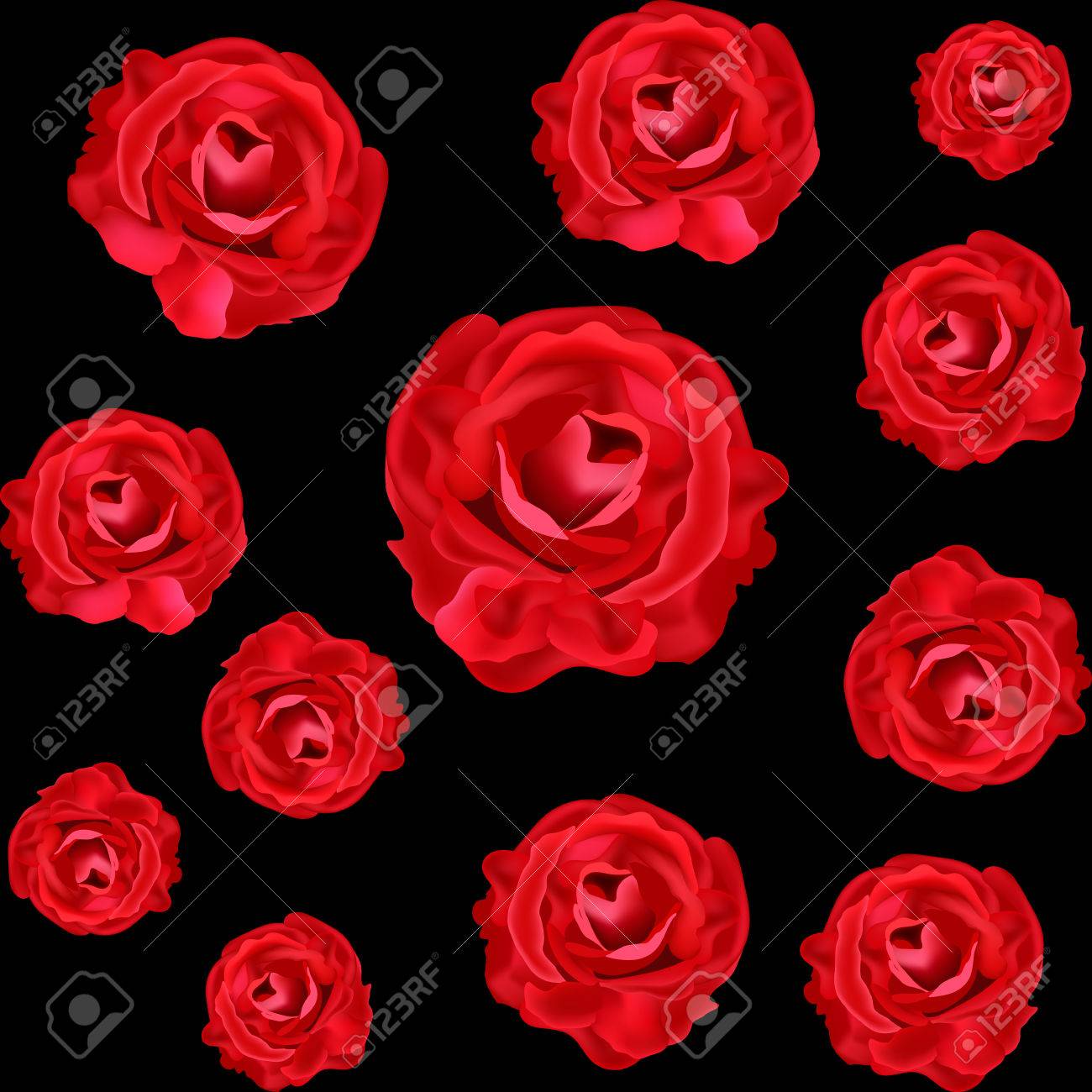 緋色のバラをベクトル花シームレスなテクスチャ のイラスト素材 ベクタ Image