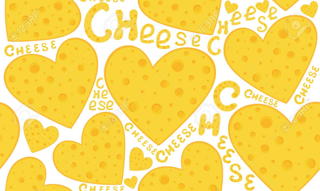 チーズで食べ物や飲み物のシームレスなパターンは、心し、言葉は