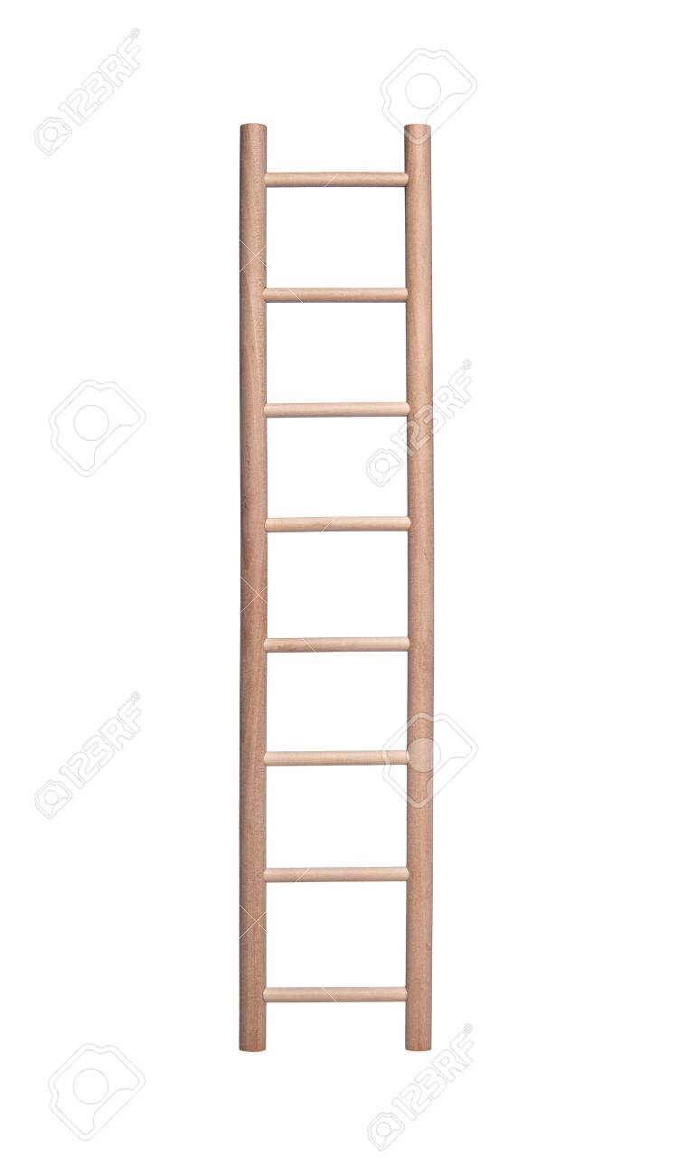 木製のはしごは 白い背景に隔離されています の写真素材 画像素材 Image