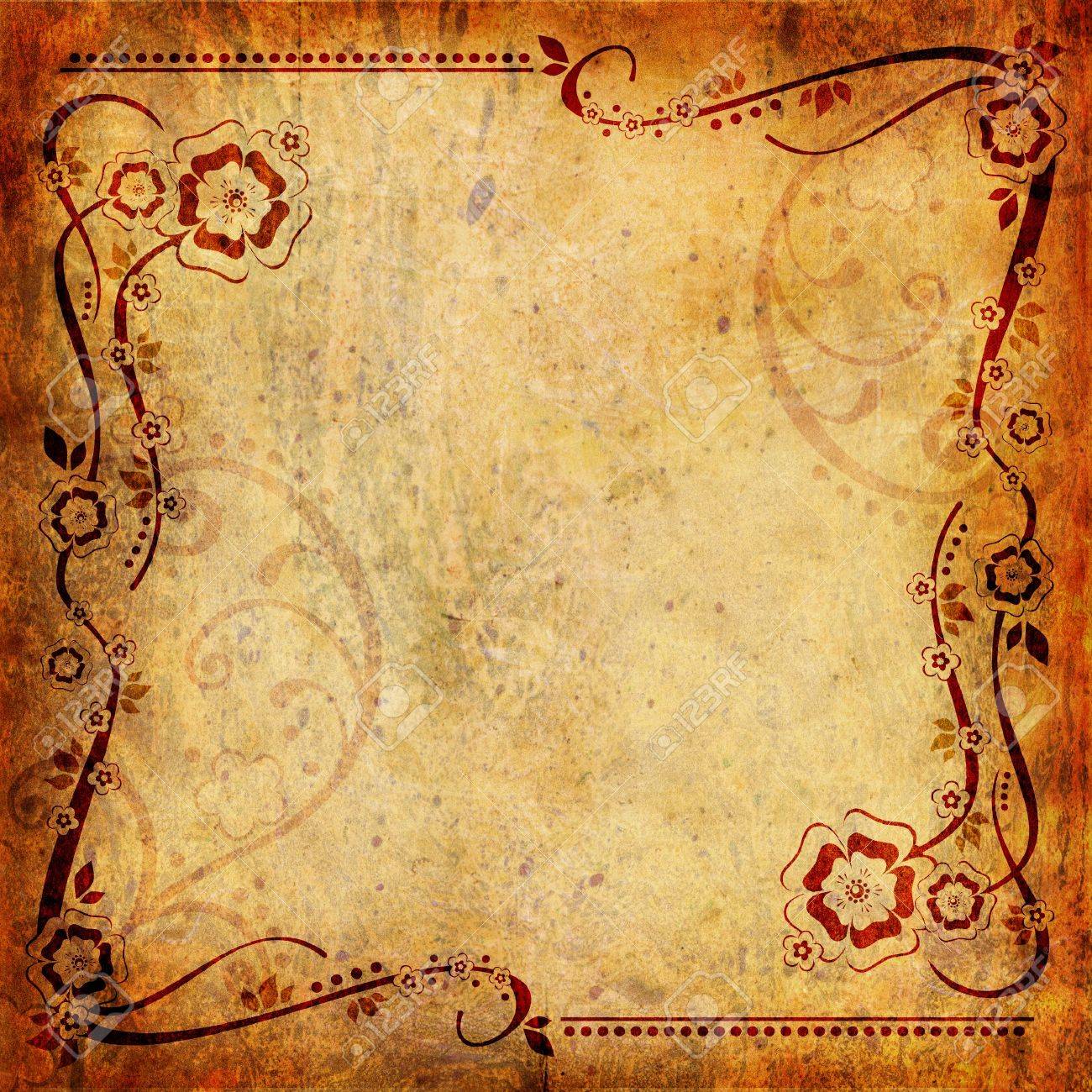 Vintage background with flower and leaf - 14833567 Vintage background with flower and leaf - 14833567